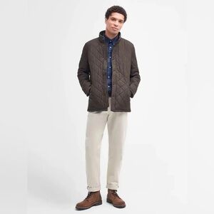 new Barbour Mens Powell quilted zip fall jacket in gray